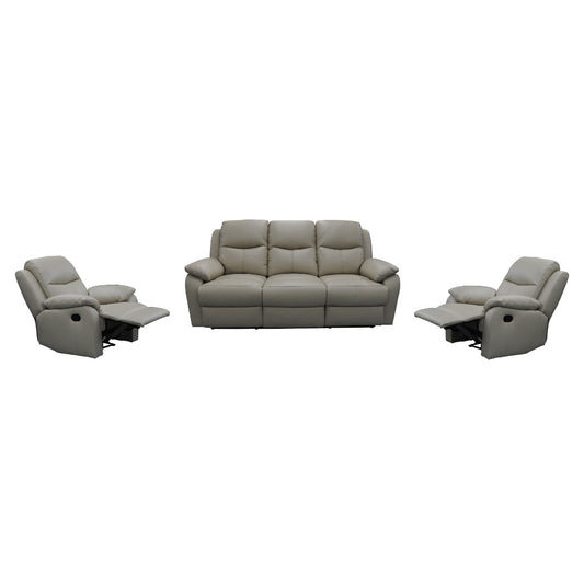 Lancy Premium Leather 3-Seater Manual Recliner Sofa & 2 Recliner Armchairs