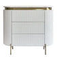DENEUVE 3 DRAWER CHEST OF DRAWERS WHITE WITH CARRARA MARBLE TOP - MyChocolateWood