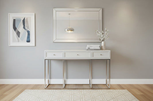 DIMANTA DESIGNER  3-DRAWER HALL TABLE/CONSOLE TABLE WHITE - MyChocolateWood
