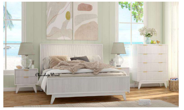 ELIJAH ACACIA WOOD KING BED IN WHITE - MyChocolateWood