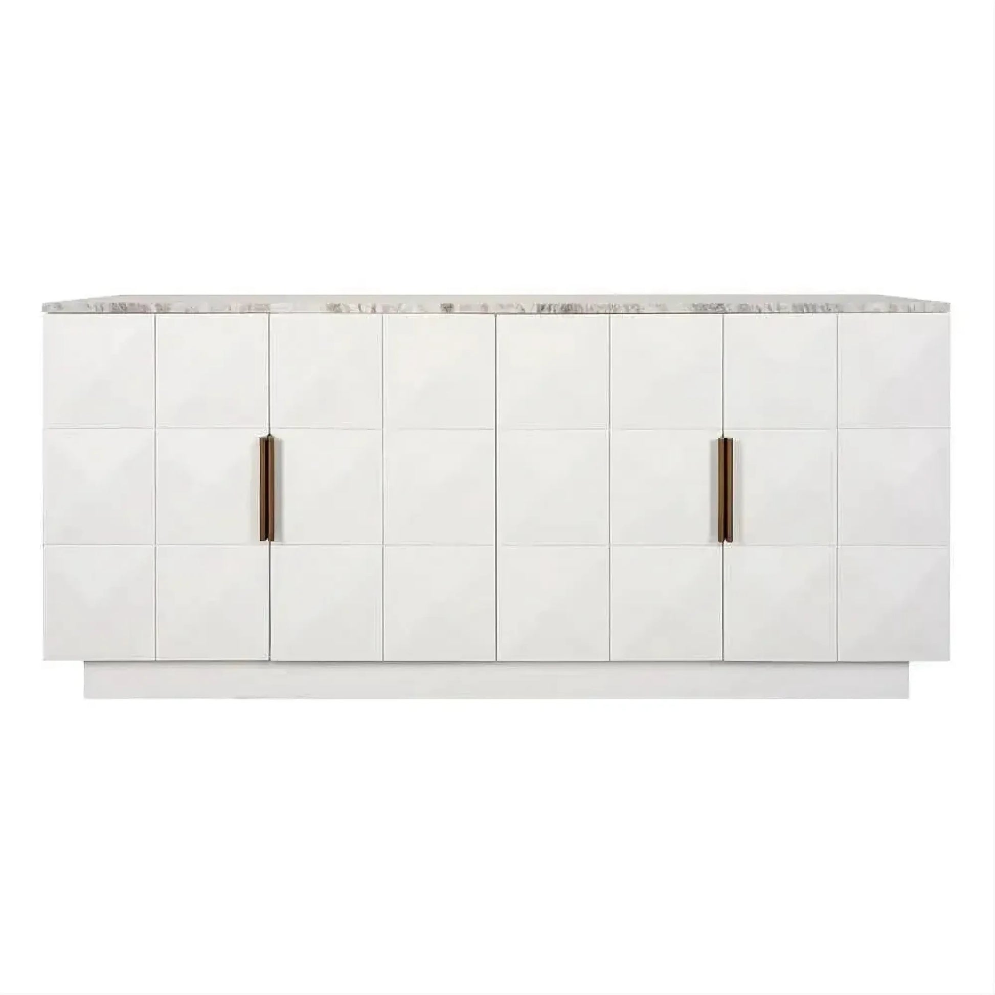 Hampshire 4-Door Buffet in White Oak with River Brown Marble Top - Chocolate Wood
