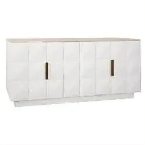 Hampshire 4-Door Buffet in White Oak with Travertine Top - Chocolate Wood
