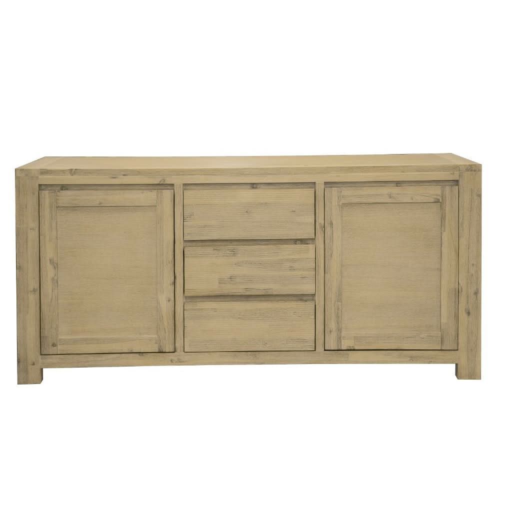 RIPLEY SOLID ACACIA TIMBER 2-DOOR 3-DRAWER BUFFET SIDEBOARD BRUSHED SMOKE - MyChocolateWood