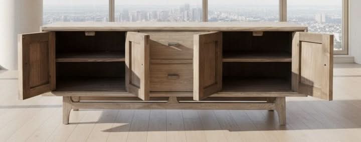 NEVANA RECYCLED ELM TIMBER TELEVISION UNIT 4 DOORS 2 DRAWERS NATURAL 160CM (Copy) - MyChocolateWood