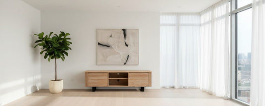 AXWYN SOLID RUBBERWOOD 2 DOOR TELEVISION UNIT/ETU/ TELEVISION STAND NATURAL/BLACK LEGS - MyChocolateWood