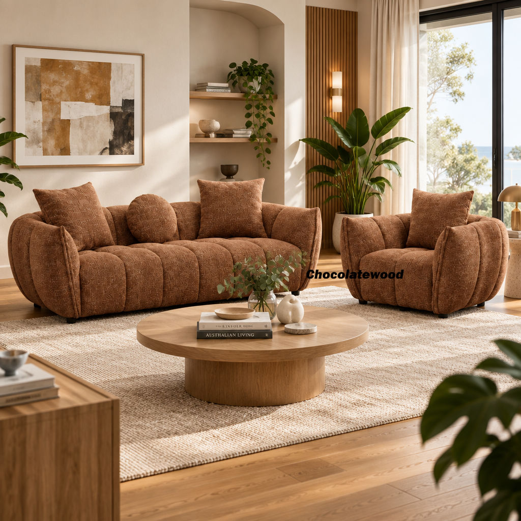 Greer Fabric 3-Seater Sofa Cinnamon