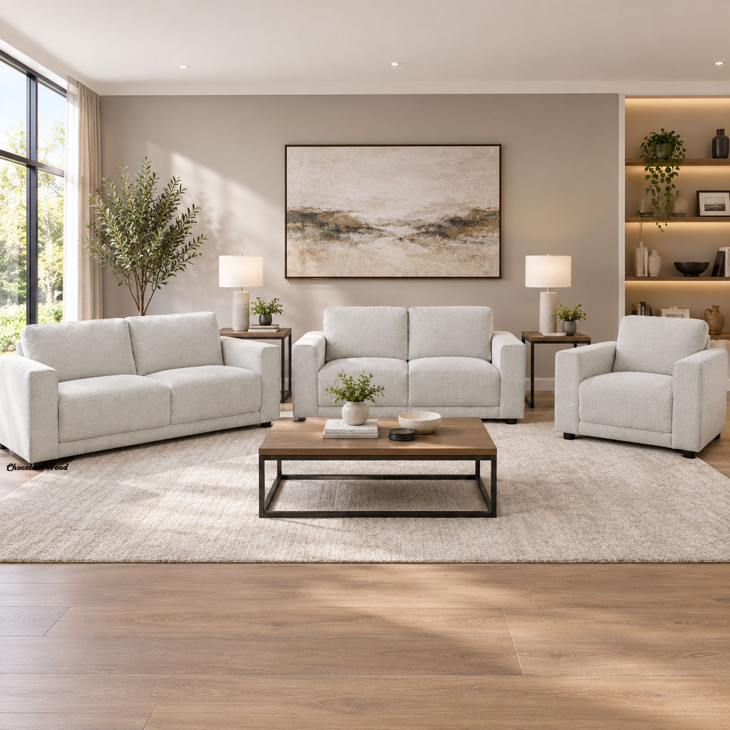 Yanni 3-Seater Sofa - Sand - MyChocolateWood