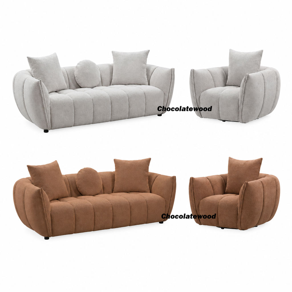 Greer Fabric 3-Seater Sofa Cloud