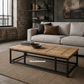 Medford Recycled Elm Wood Coffee Table/Iron Frame - Natural/Black - Industrial Style