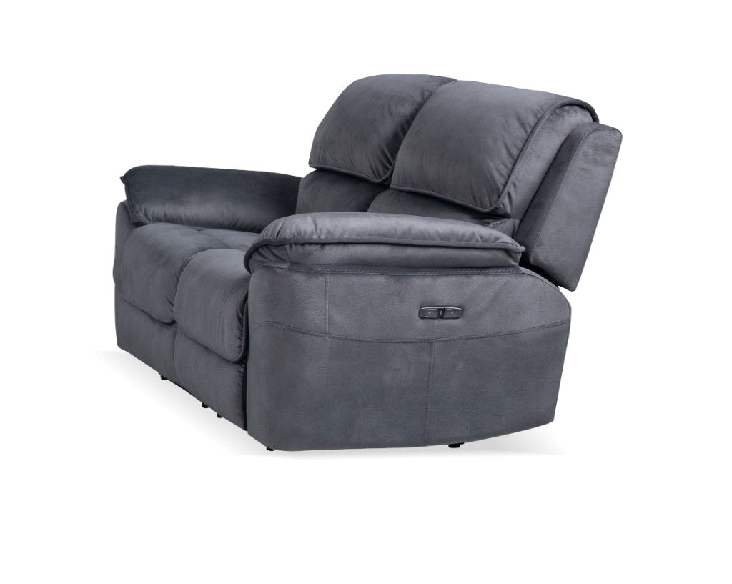 MERCOURI FABRIC 3-SEATER WITH 2 ELECTRIC RECLINERS / SOFA - SHADOW COLOUR