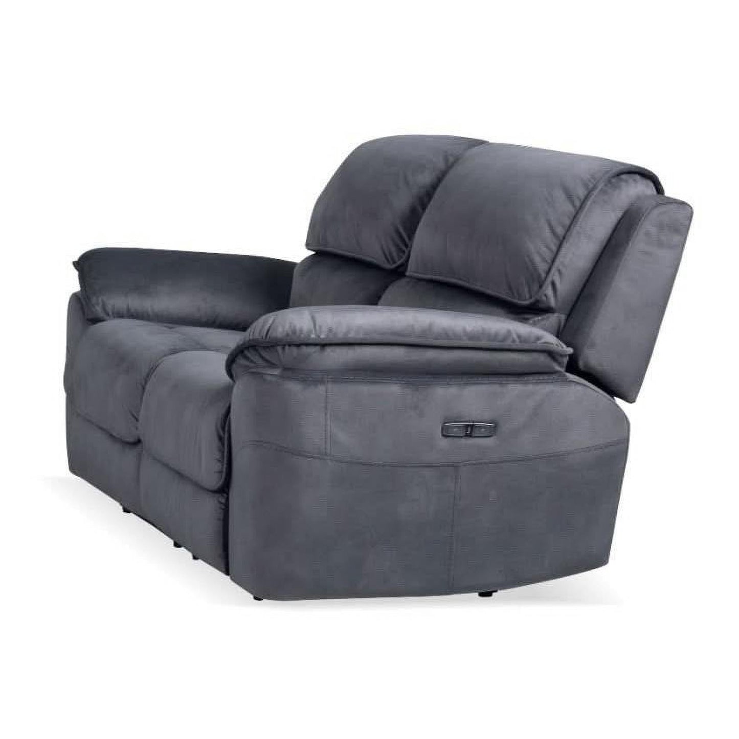 Mercouri Fabric 2-Seater Electric Recliner Sofa in Shadow - Chocolate Wood