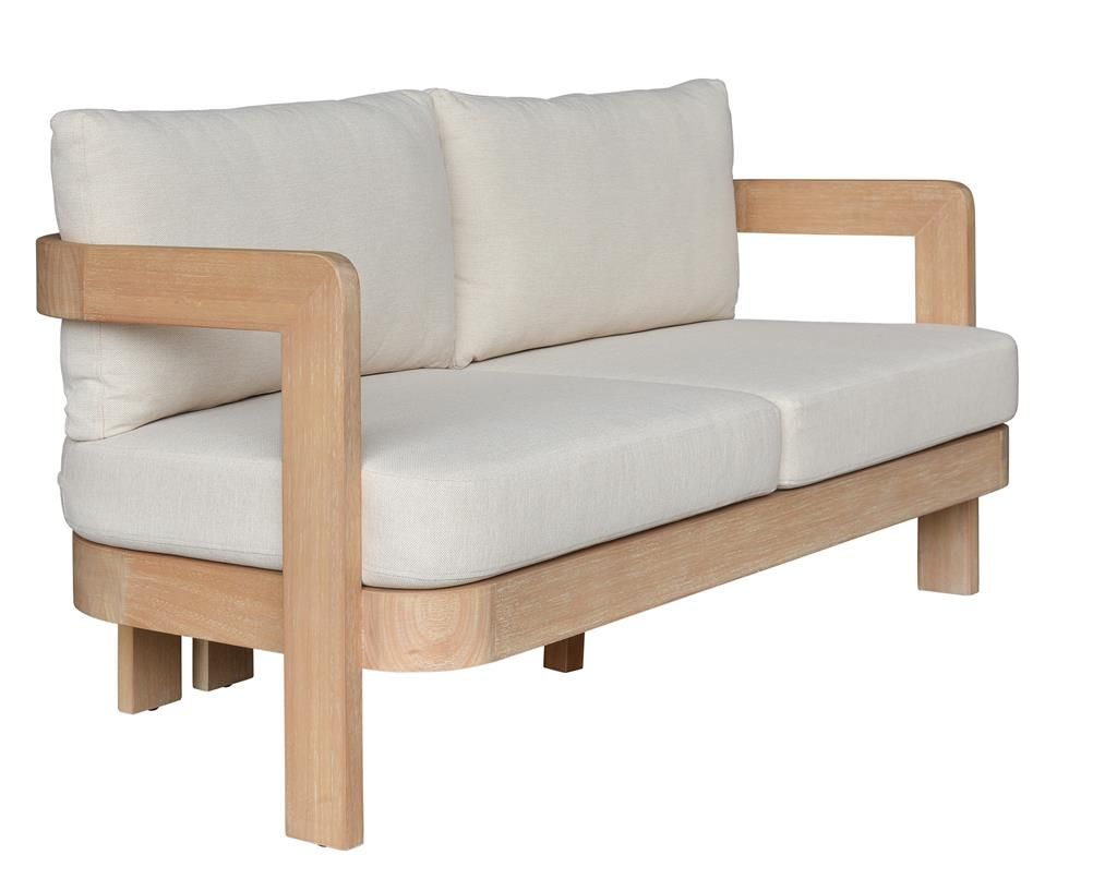 VERONA EUCALYPTUS TIMBER 2-SEATER OUTDOOR SOFA CREAM/LIGHT SMOKE (Copy)