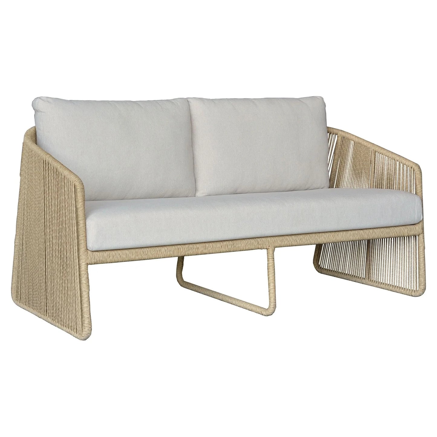 DORVEN WICKER & STEEL 2-SEATER OUTDOOR SOFA NATURAL/CREAM