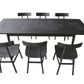 FARLOW OAK DINING TABLE - EXTENSION - 170-230CM & 6 FARLOW TIMBER SEAT DINING CHAIRS BLACK