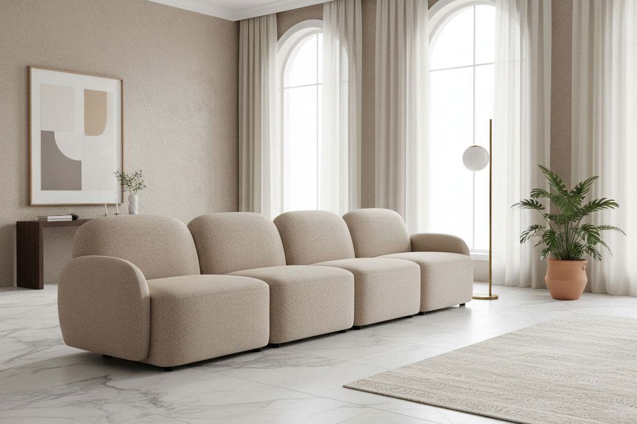 LORELEI  4-SEATER MODULAR SOFA CHENILLE - TAUPE COLOUR - MyChocolateWood