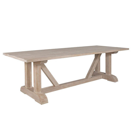 Roswell Mango Wood Dining Table by MyChocolateWood, 280cm length, whitewash finish, smooth rectangular surface with sturdy legs.