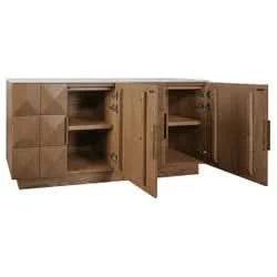 HAMPSHIRE WHITE MARBLE/WALNUT 4-DOOR BUFFET/SIDEBOARD - - MyChocolateWood
