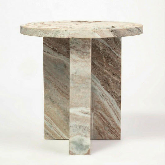 ELOWEN SOLID MARBLE SIDE TABLE/LAMP TABLE/ACCENT TABLE