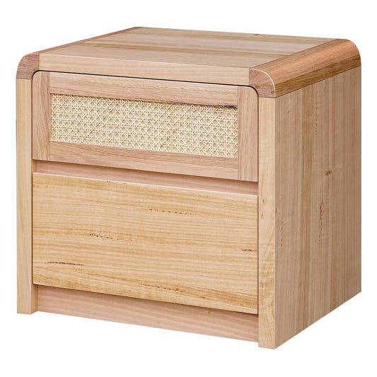 YARRIN MESSMATE TIMBER & RATTAN BEDSIDE TABLE NATURAL - MyChocolateWood