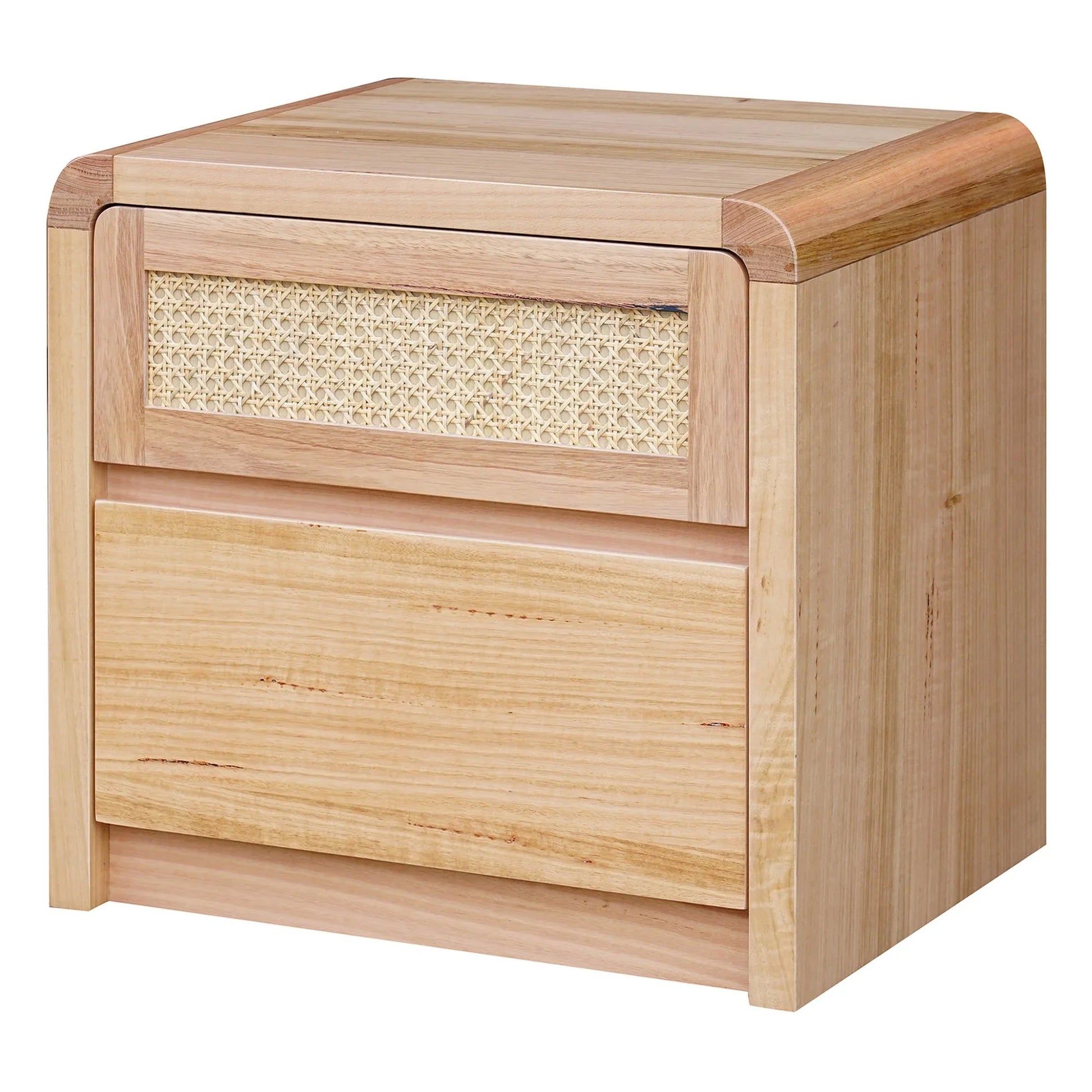 Timber Desk Table Yarrin Messmate Rattan Bedside Table | Chocolate Wood