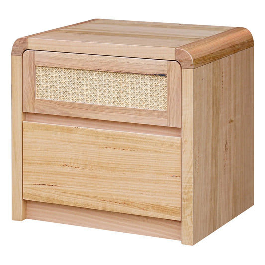 YARRIN MESSMATE TIMBER & RATTAN BEDSIDE TABLE NATURAL