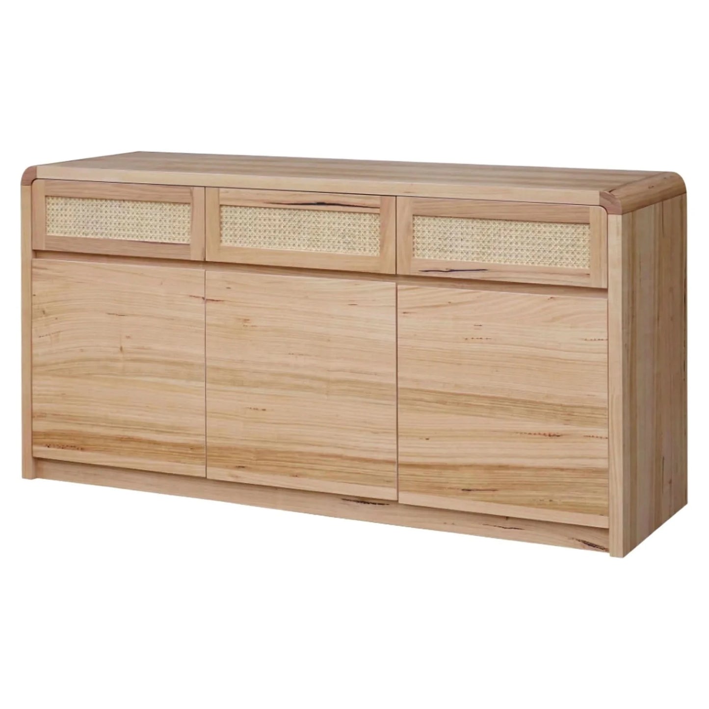 YARRIN MESSMATE TIMBER & RATTAN 3 DOOR 3 DRAWER BUFFET NATURAL - MyChocolateWood