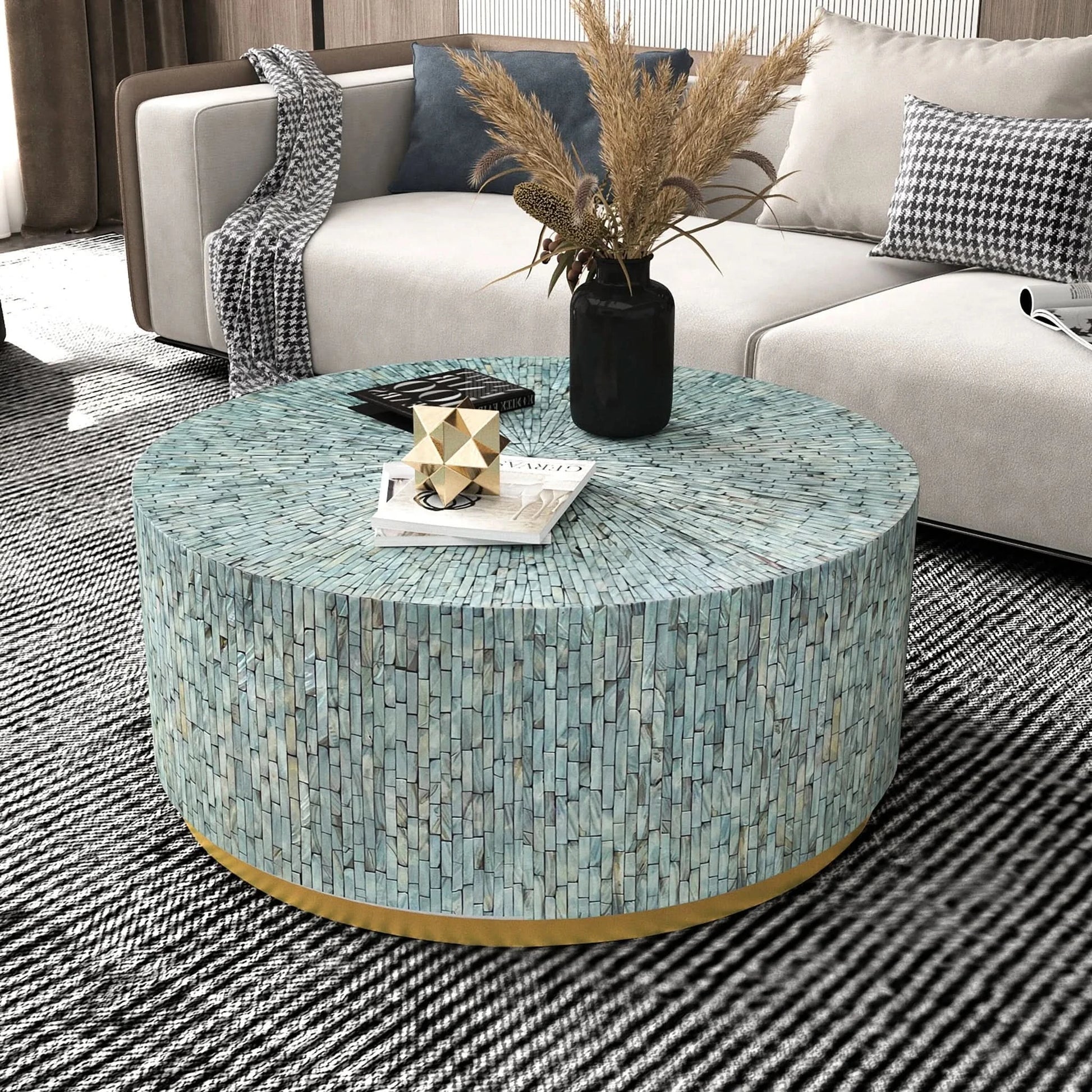 CARMINE MOTHER OF PEARL HAND MADE COFFEE TABLE - MyChocolateWood