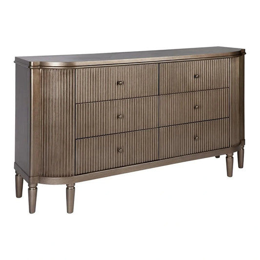 DIANNA MARBLE ART DECO 6 DRAWER CHEST OF DRAWERS ACCENT CHEST ANTIQUE GOLD