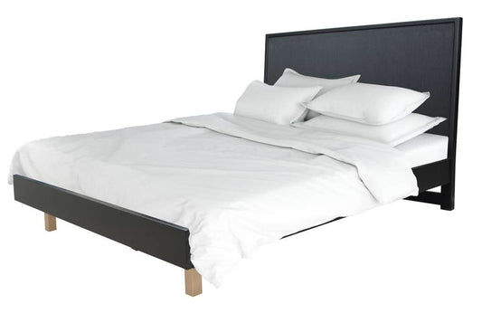 FARAH 4 PIECE SOLID ACACIA BEDROOM SUITE: DOUBLE BED, 2XBEDSIDES,TALLBOY BLACK