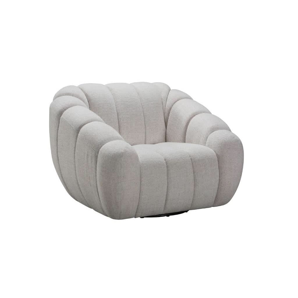BRIELLE FABRIC ARMCHAIR 1 SINGLE SOFA WITH 360 DEGREE SWIVEL BEIGE - MyChocolateWood
