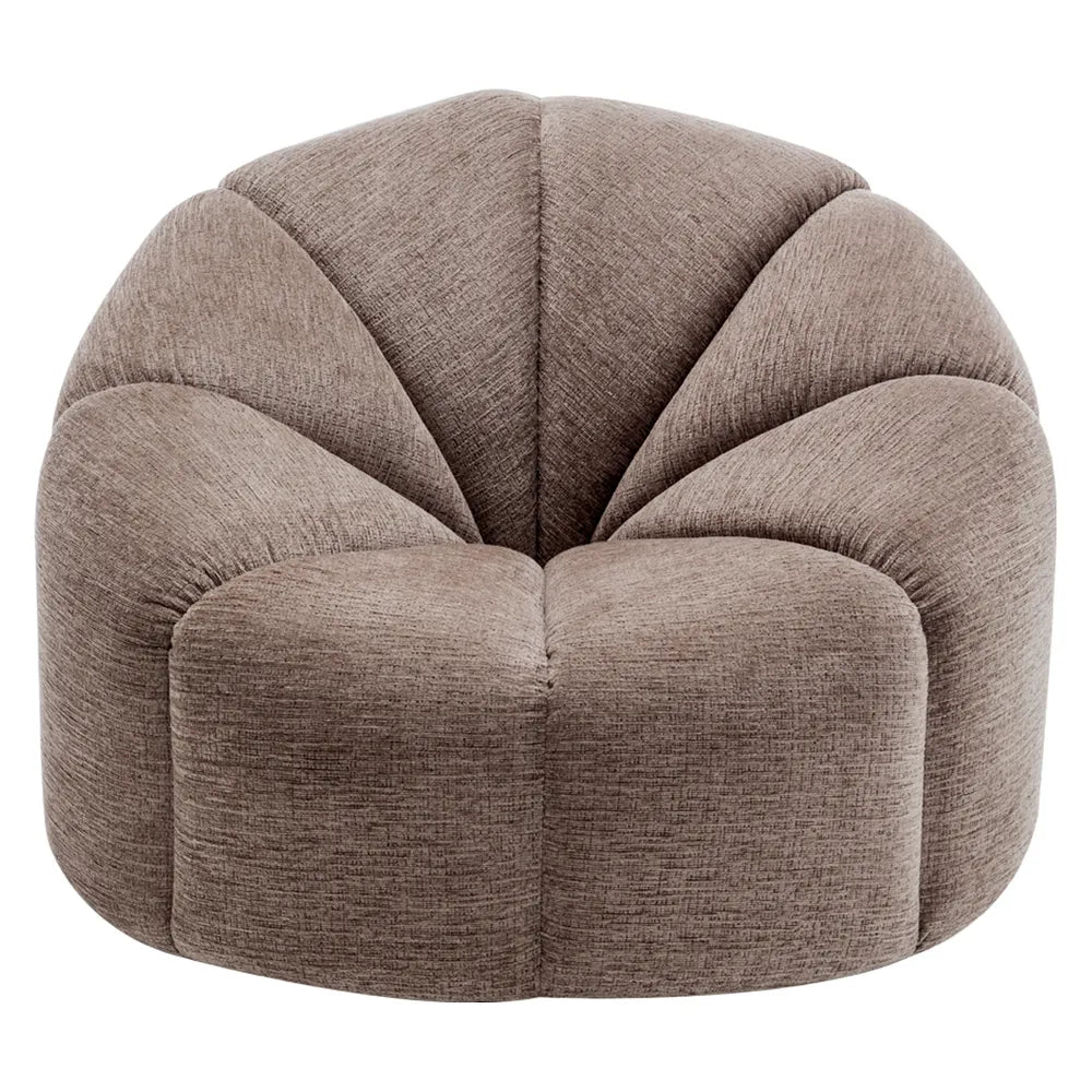 Madeley Chenille Swivel Occasional Chair in Mink - Chocolate Wood