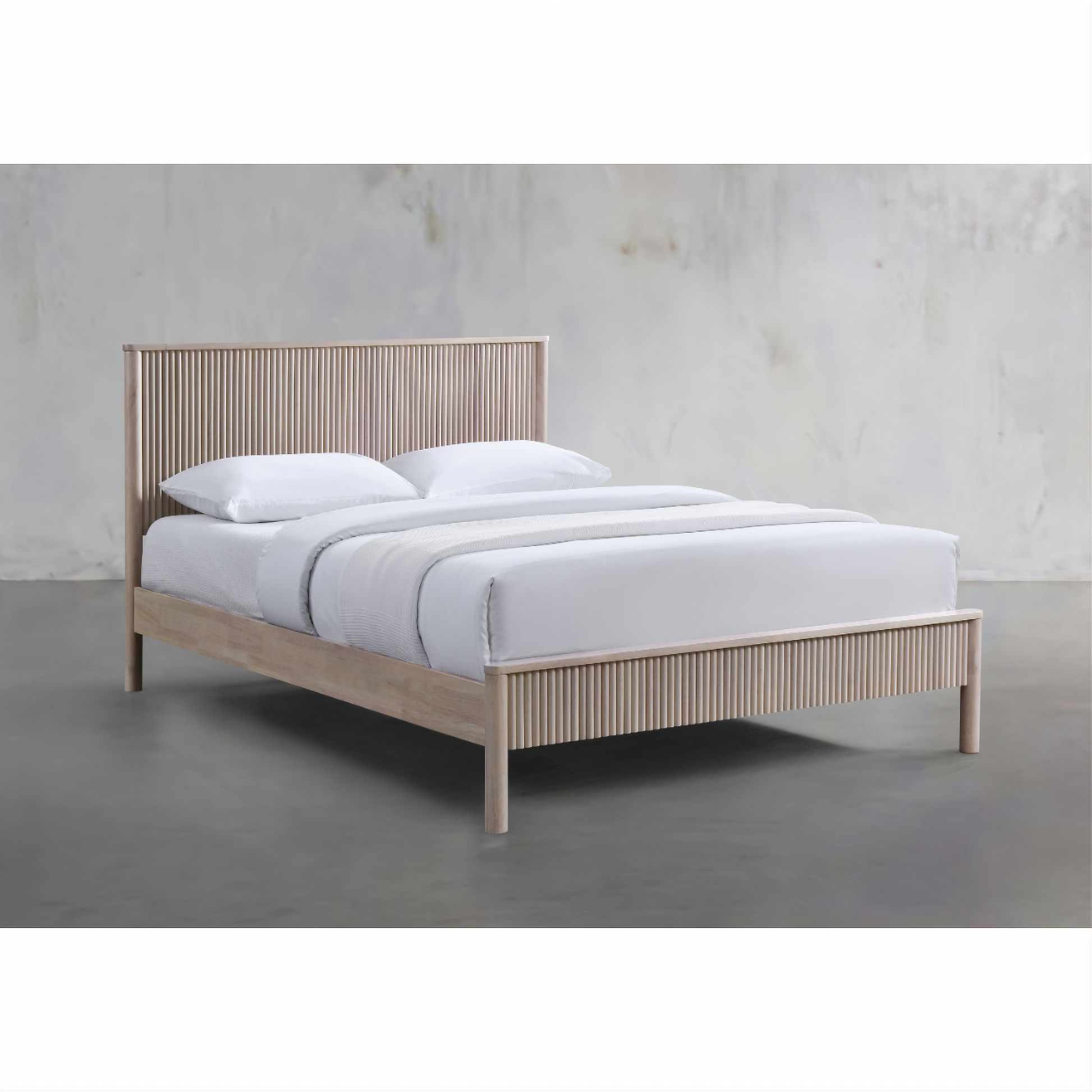 Landra Handcrafted Rubberwood Bed - Chocolate Wood