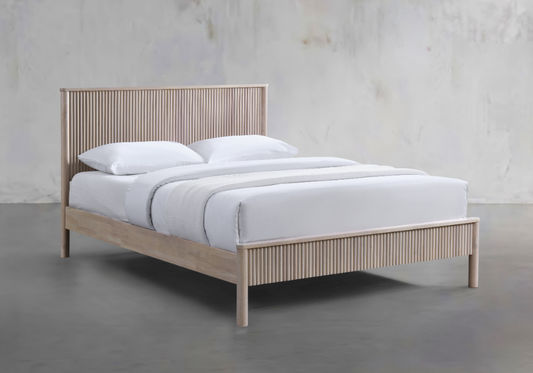Landra Handcrafted Rubberwood Bed - Chocolate Wood