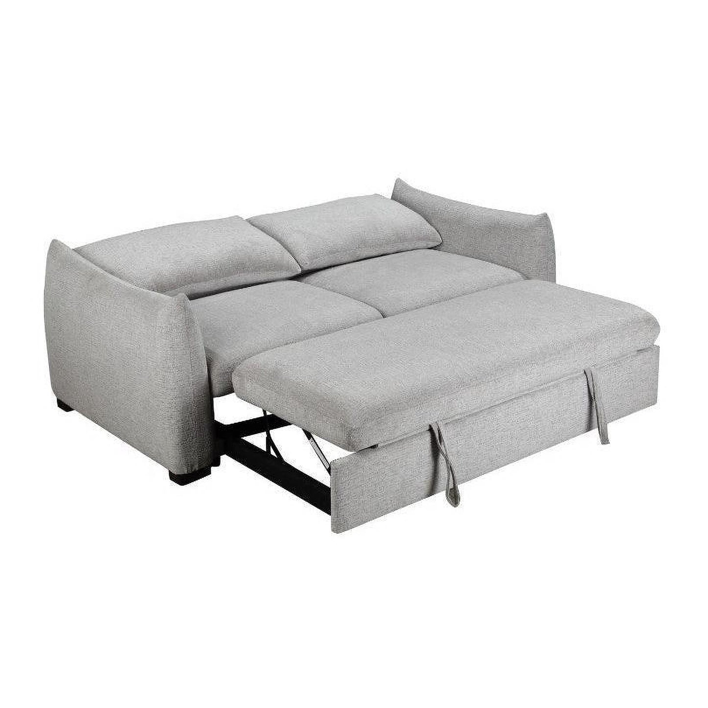 Oakli Fabric Pullout 3-Seater Sofa Bed in Grey - Chocolate Wood