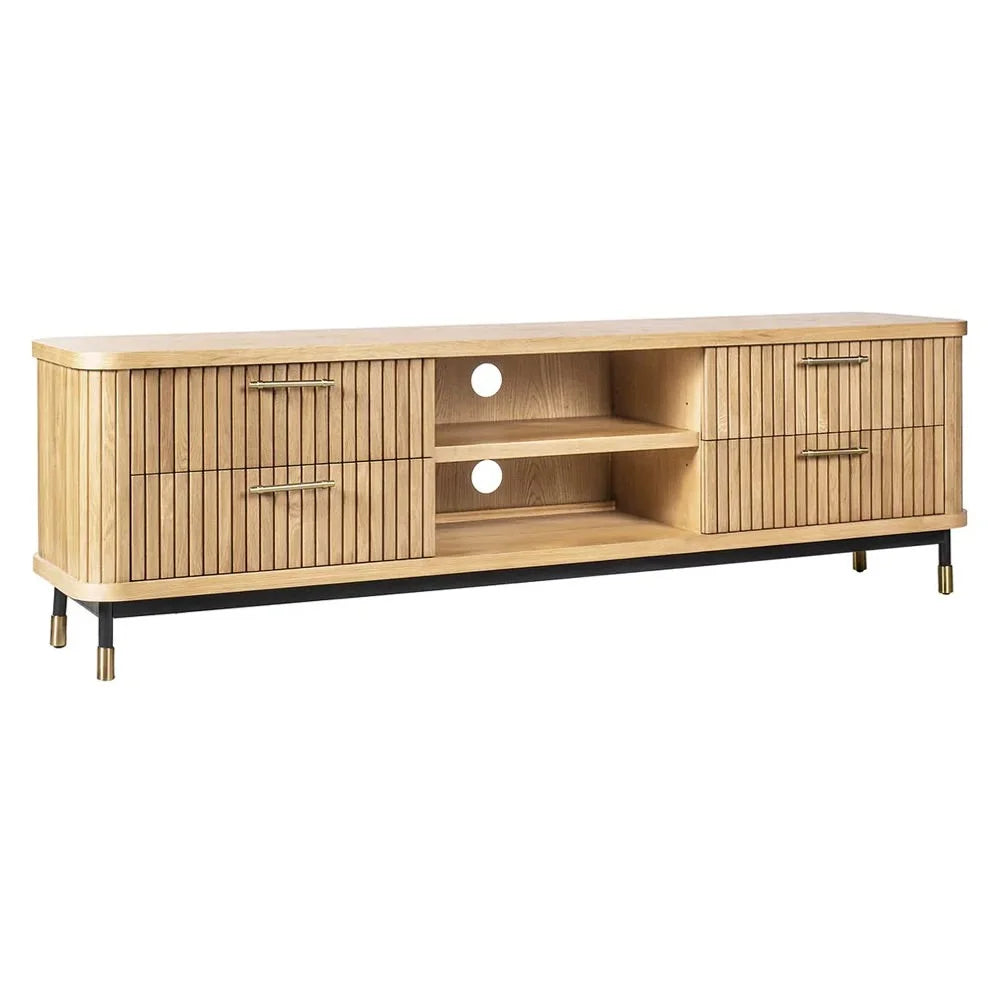 PEMBROKE OAK TIMBER 4-DRAWER TV UNIT ETU NATURAL 200CM - MyChocolateWood