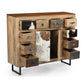 COWHIDE & MANGO HARDWOOD CHEST OF 10 DRAWERS 2 DOORS BOHO PATCHWORK  BEACHSIDE HAMPTONS - MyChocolateWood