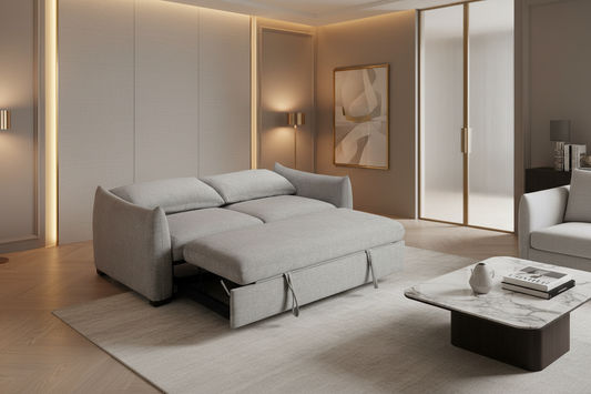 OAKLI FABRIC PULLOUT 3-SEATER SOFA BED GREY - MyChocolateWood