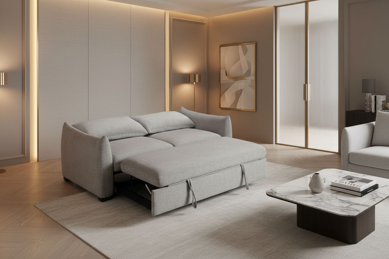 OAKLI FABRIC PULLOUT 3-SEATER SOFA BED GREY - MyChocolateWood