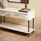 Pembroke Oak 2-Drawer Console Table in White - Chocolate Wood