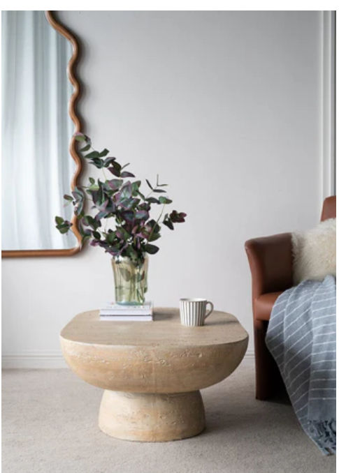 BARDOT OVAL CEMENT COFFEE TABLE NATURAL - MyChocolateWood
