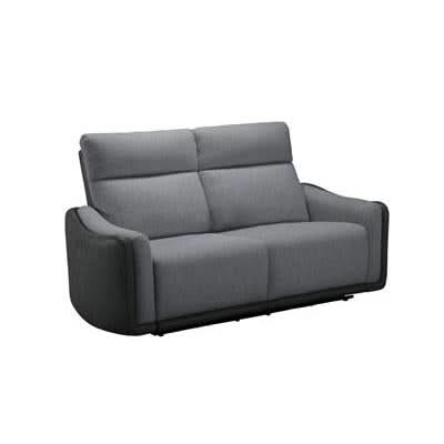 LUND FABRIC 2-SEATER SINGLE POWER ELECTRIC RECLINER SOFA TWO TONE GREY - MyChocolateWood