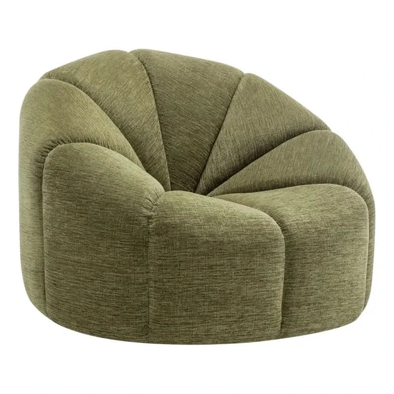 Madeley Chenille Swivel Occasional Chair in Olive - Chocolate Wood