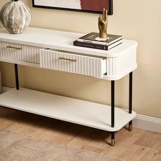 PEMBROKE 2-DRAWER CONSOLE TABLE/HALL TABLE WHITE - MyChocolateWood