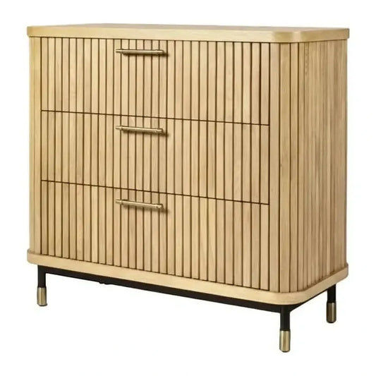 PEMBROKE OAK TIMBER 3-DRAWER CHEST OF DRAWERS NATURAL