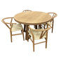 STROUD ELM VENEER TIMBER/MDF 5 PIECE DINING SET: 1  ROUND DINING TABLE 120CM  & 4 STROUD DINING CHAIRS NATURAL - MyChocolateWood