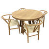 STROUD ELM VENEER TIMBER/MDF 5 PIECE DINING SET: 1  ROUND DINING TABLE 120CM  & 4 STROUD DINING CHAIRS NATURAL