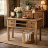 DAGENHAM RUSTIC RECYCLED ELM RUSTIC HALL TABLE/CONSOLE 4 DRAWERS/2 SHELVES NATURAL - MyChocolateWood