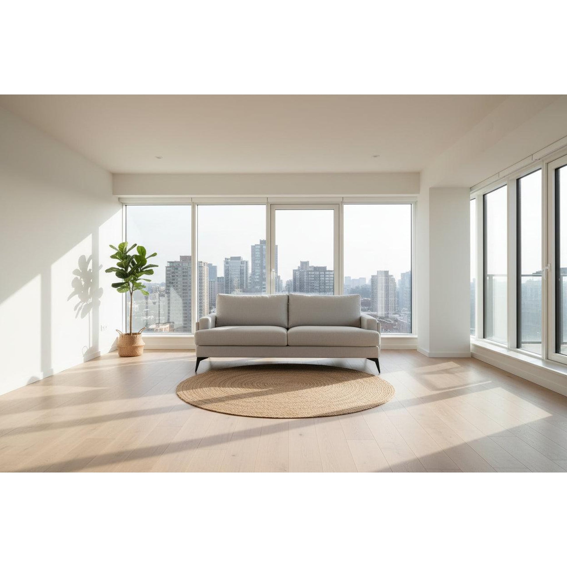 Kirton Fabric Sofa, 2-Seater in Light Grey - Chocolate Wood