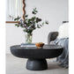 Bardot Oval Cement Coffee Table in Black - Chocolate Wood