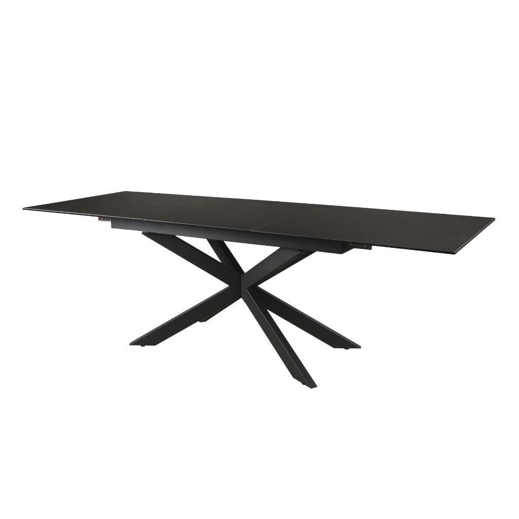 Dark grey ceramic glass dining table extension by MyChocolateWood, showing the sleek surface and extended length options.